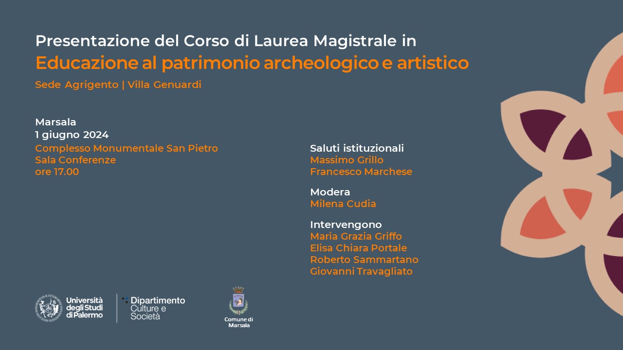 Corso di Laurea magistrale in “Educazione al patrimonio archeologico e artistico”. Il 1° giugno la presentazione a Marsala